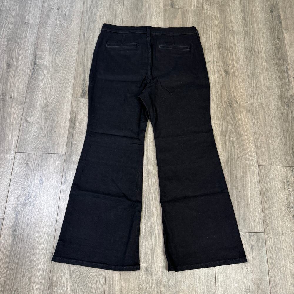 J.Crew 1996 High Rise Flare Jeans Womens 32P Black Semi-stretch Button Zip Fly - Picture 6 of 8